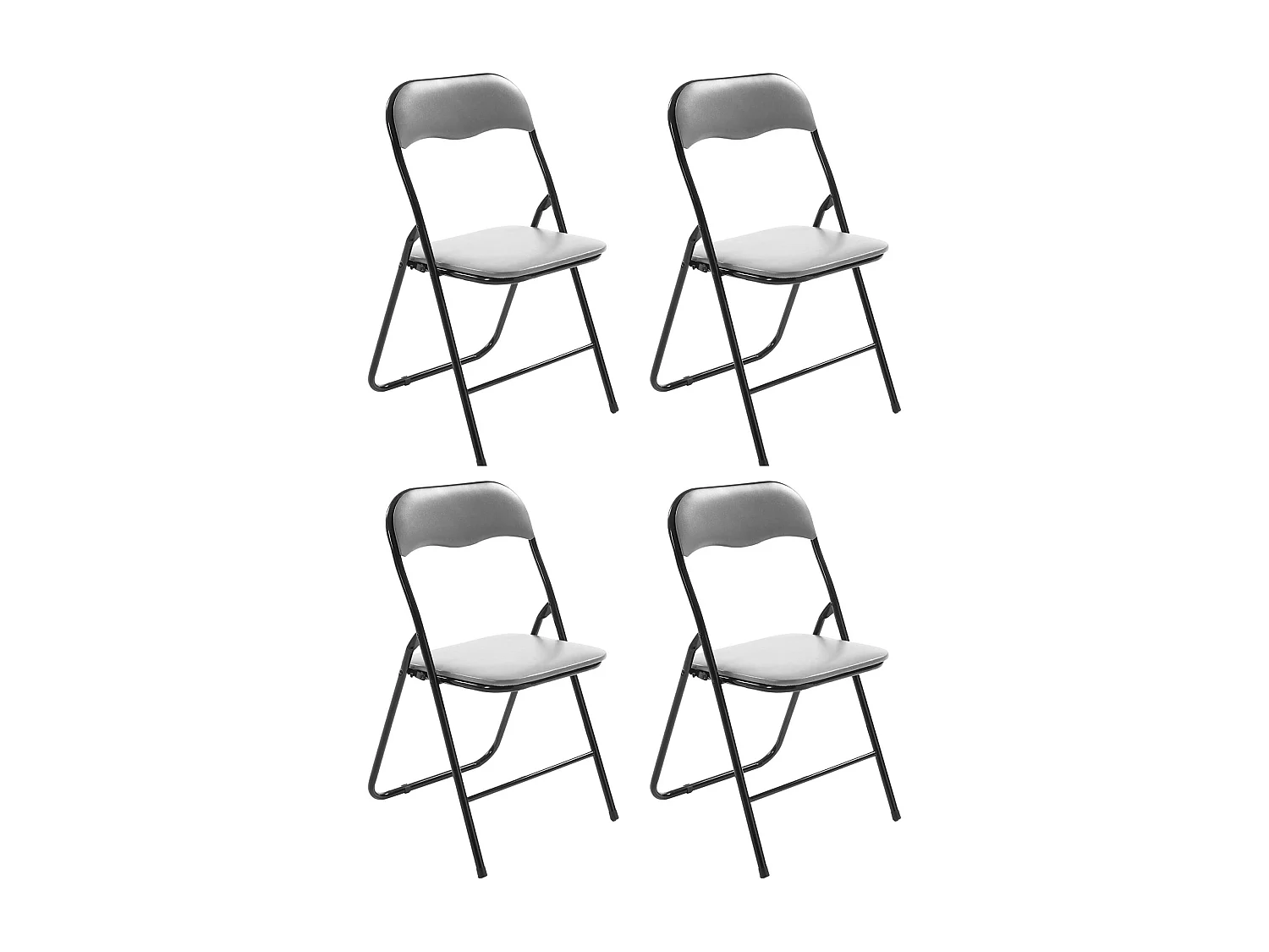 Lot de 4  Chaise de conférence - Similicuir (PVC) & Antique clair - Gris / Argent - Felix