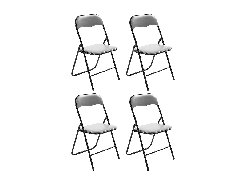 Lot de 4  Chaise de conférence - Similicuir (PVC) & Antique clair - Gris / Argent - Felix