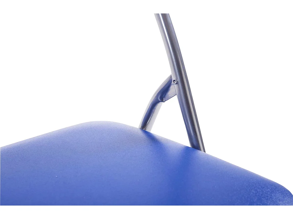 4er Set Konferenzstuhl - Kunstleder (PVC) & antik-hell - blau/silber - Felix