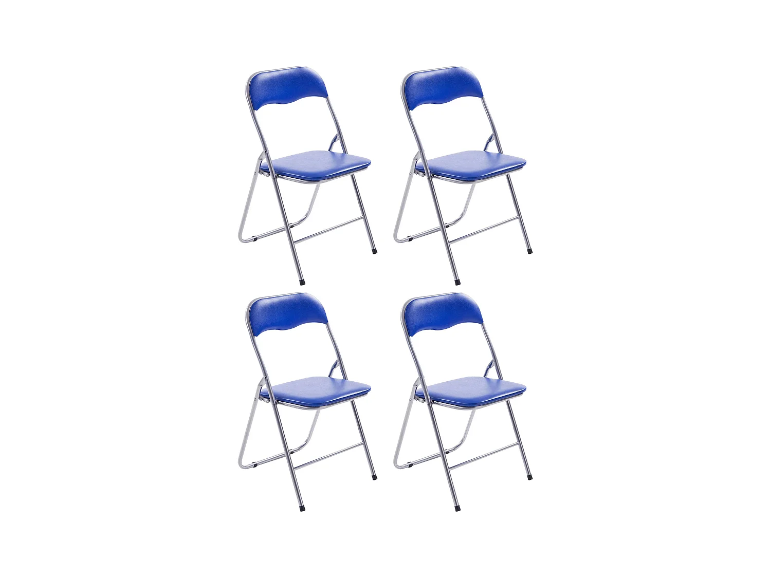 Lot de 4  Chaise de conférence - Similicuir (PVC) & Antique clair - Bleu / Argent - Felix