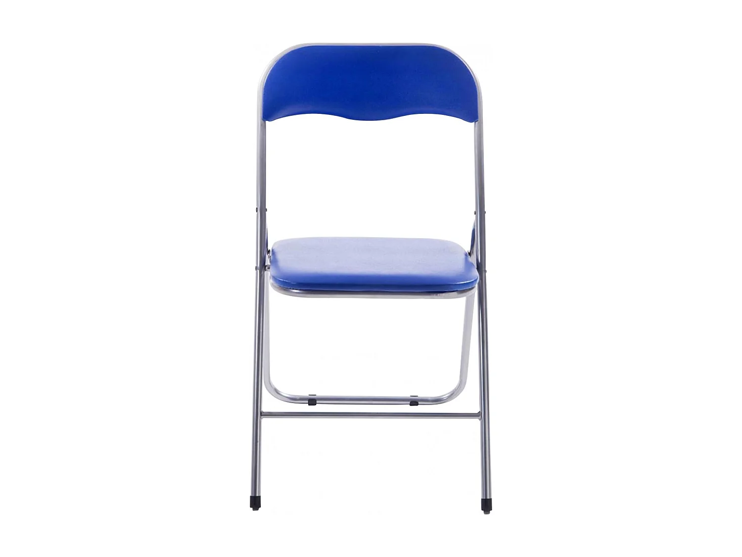 Lot de 4  Chaise de conférence - Similicuir (PVC) & Antique clair - Bleu / Argent - Felix