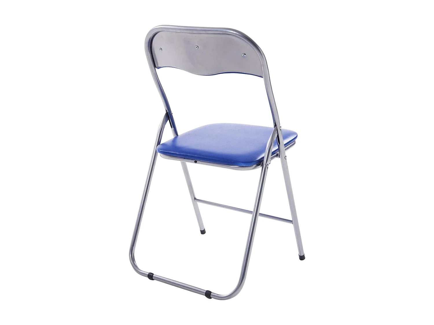 Lot de 4  Chaise de conférence - Similicuir (PVC) & Antique clair - Bleu / Argent - Felix