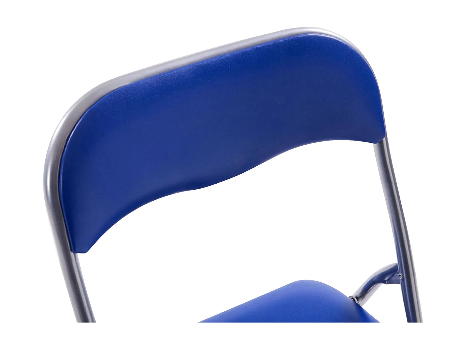 Lot de 4  Chaise de conférence - Similicuir (PVC) & Antique clair - Bleu / Argent - Felix