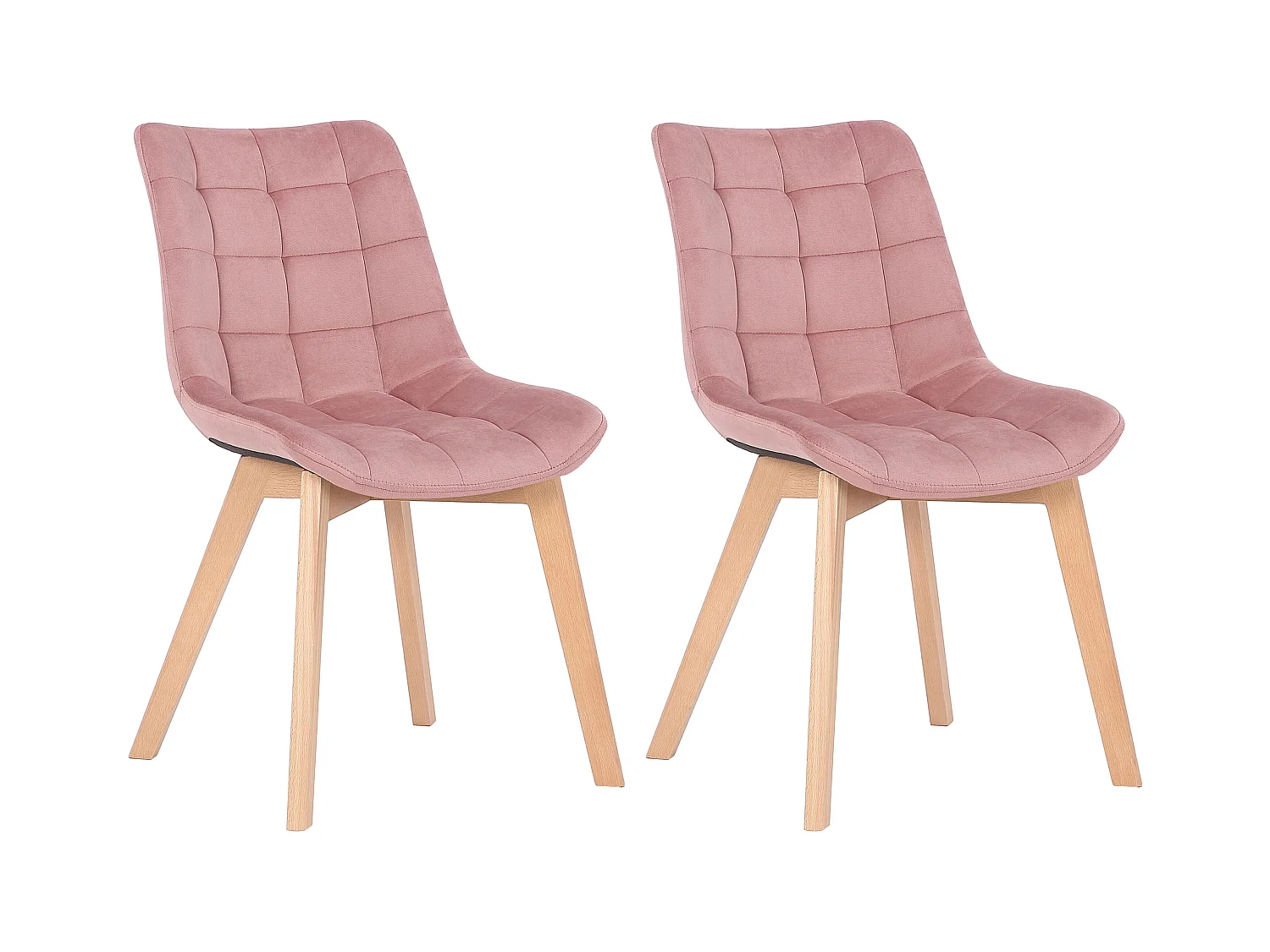 Lot de 2  chaise salle à manger - Velours - Rose - Passaic