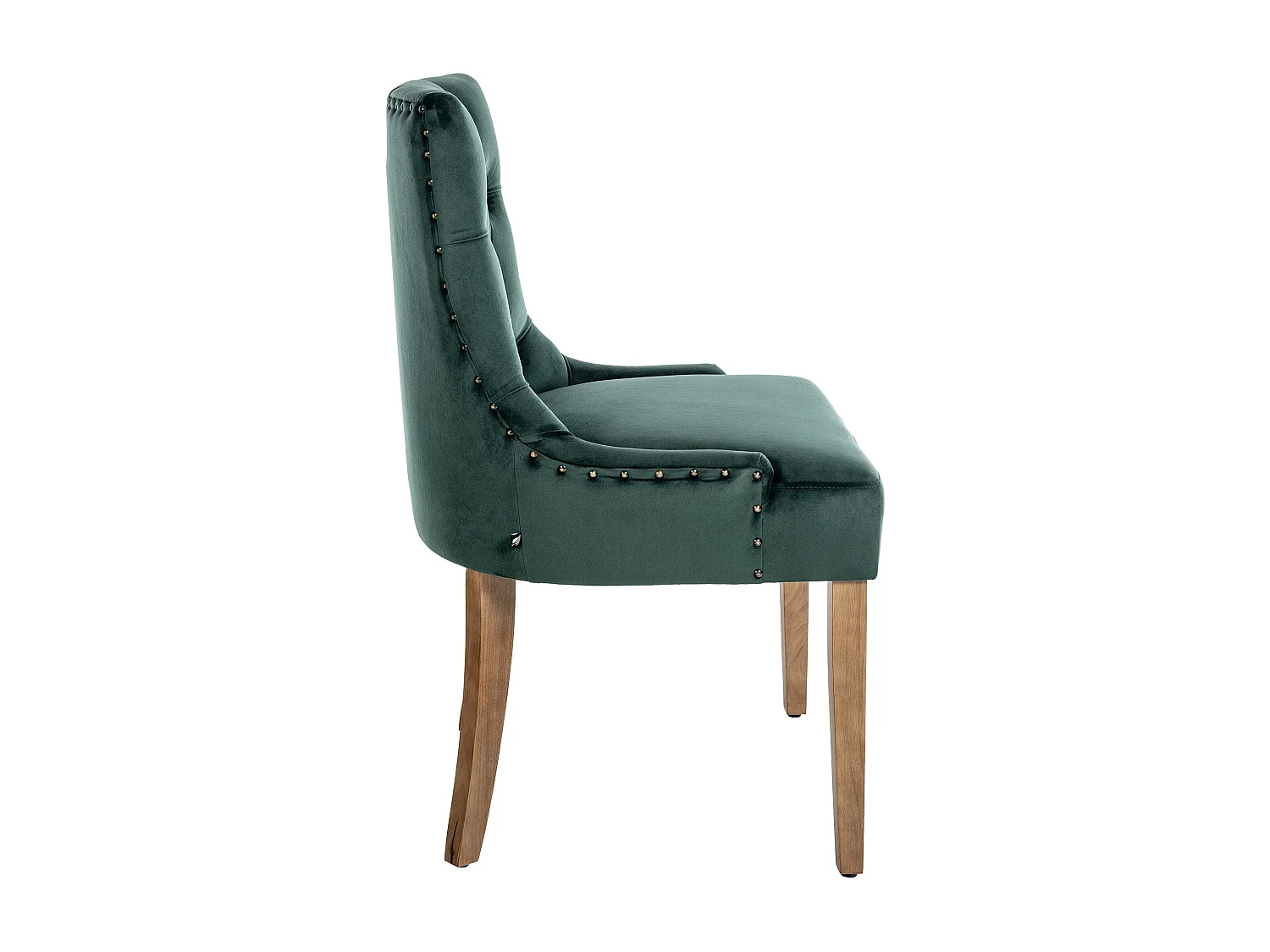 Lot de 4  chaise salle à manger - Velours & Antique clair - Vert foncé - Aberdeen