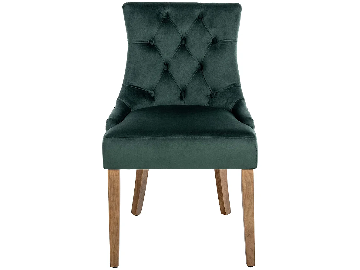 Lot de 4  chaise salle à manger - Velours & Antique clair - Vert foncé - Aberdeen
