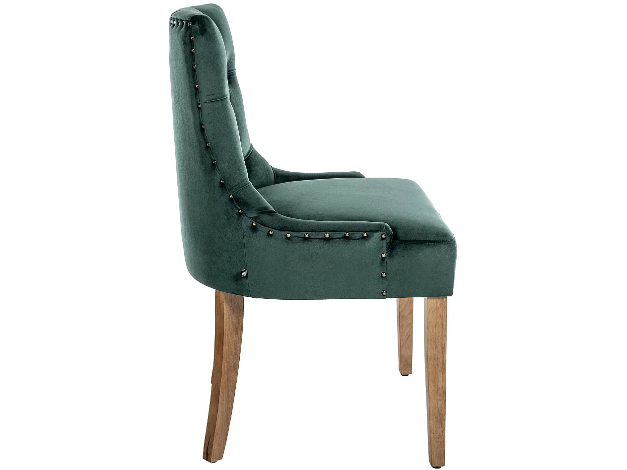Lot de 4  chaise salle à manger - Velours & Antique clair - Vert foncé - Aberdeen