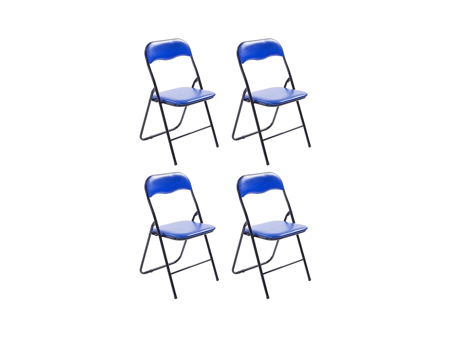 Lot de 4  Chaise de conférence - Similicuir (PVC) & Antique clair - Bleu / Noir - Felix