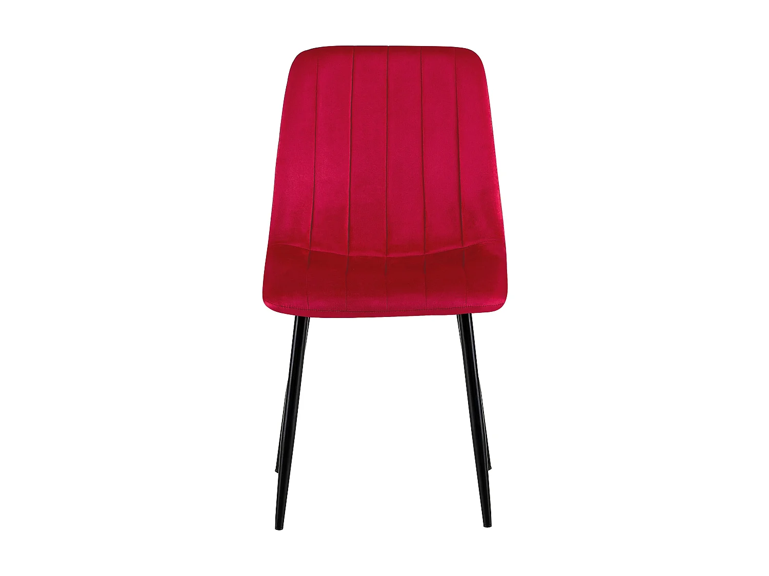 Lot de 4 Chaise de salle à manger - Velours & Métal - Rouge - Dijon