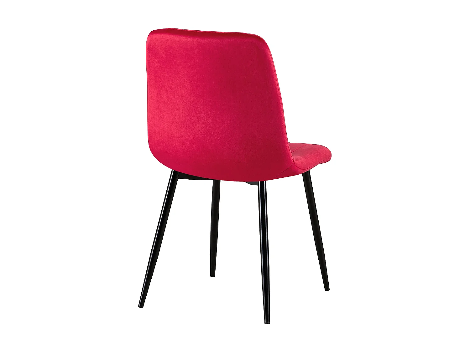 Lot de 4 Chaise de salle à manger - Velours & Métal - Rouge - Dijon
