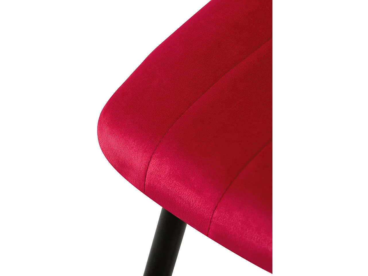 Lot de 4 Chaise de salle à manger - Velours & Métal - Rouge - Dijon