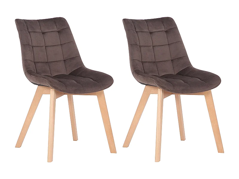 Lot de 2  chaise salle à manger - Velours - Marron - Passaic