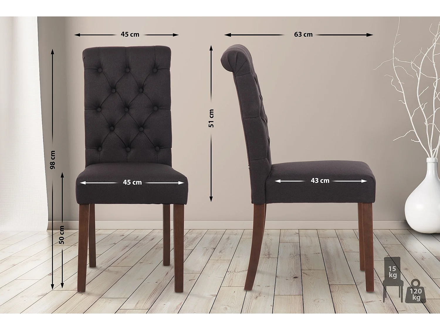 Eetkamerstoelen - Stof - zwart - Lisburn