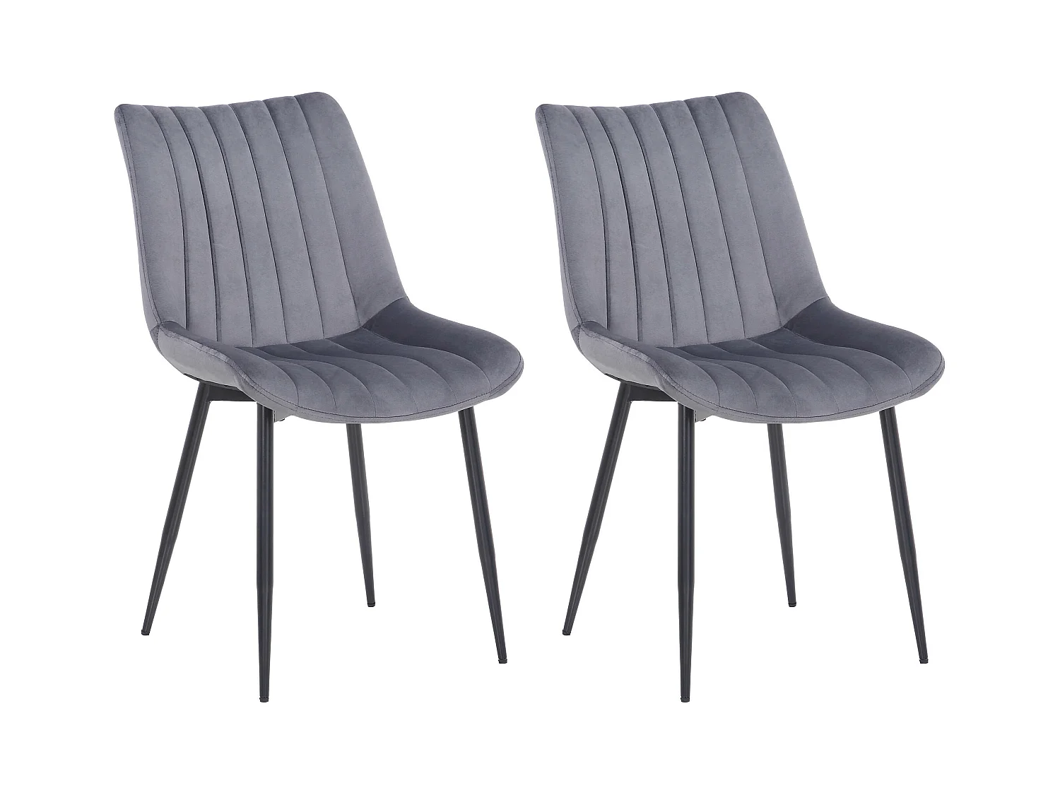 Lot de 2  chaise salle à manger - Velours - Gris - Rahden