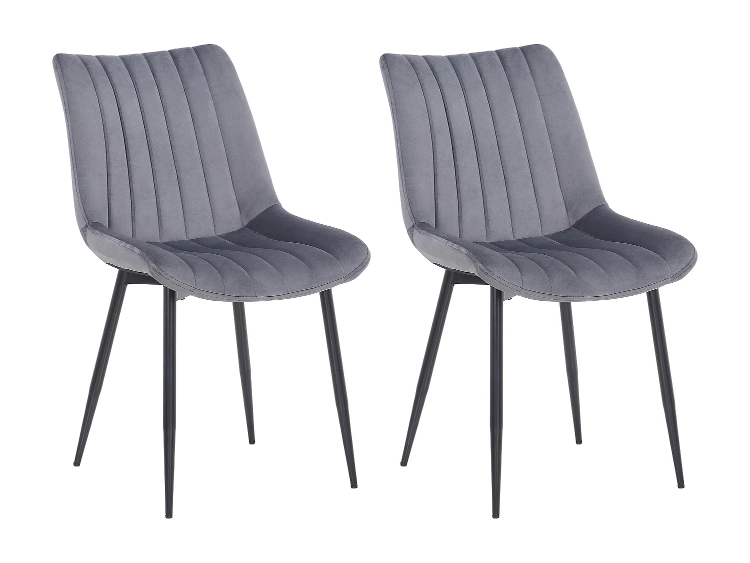 Lot de 2  chaise salle à manger - Velours - Gris - Rahden