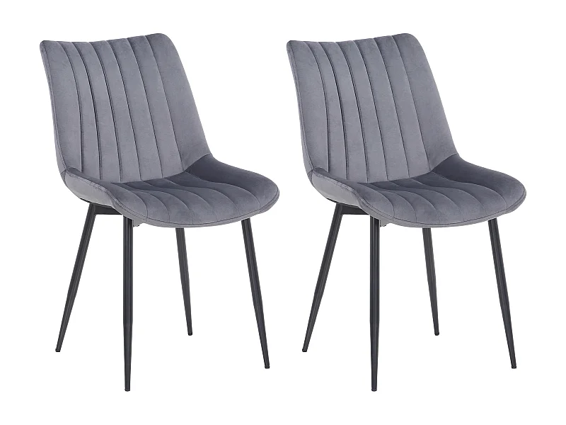 Lot de 2  chaise salle à manger - Velours - Gris - Rahden