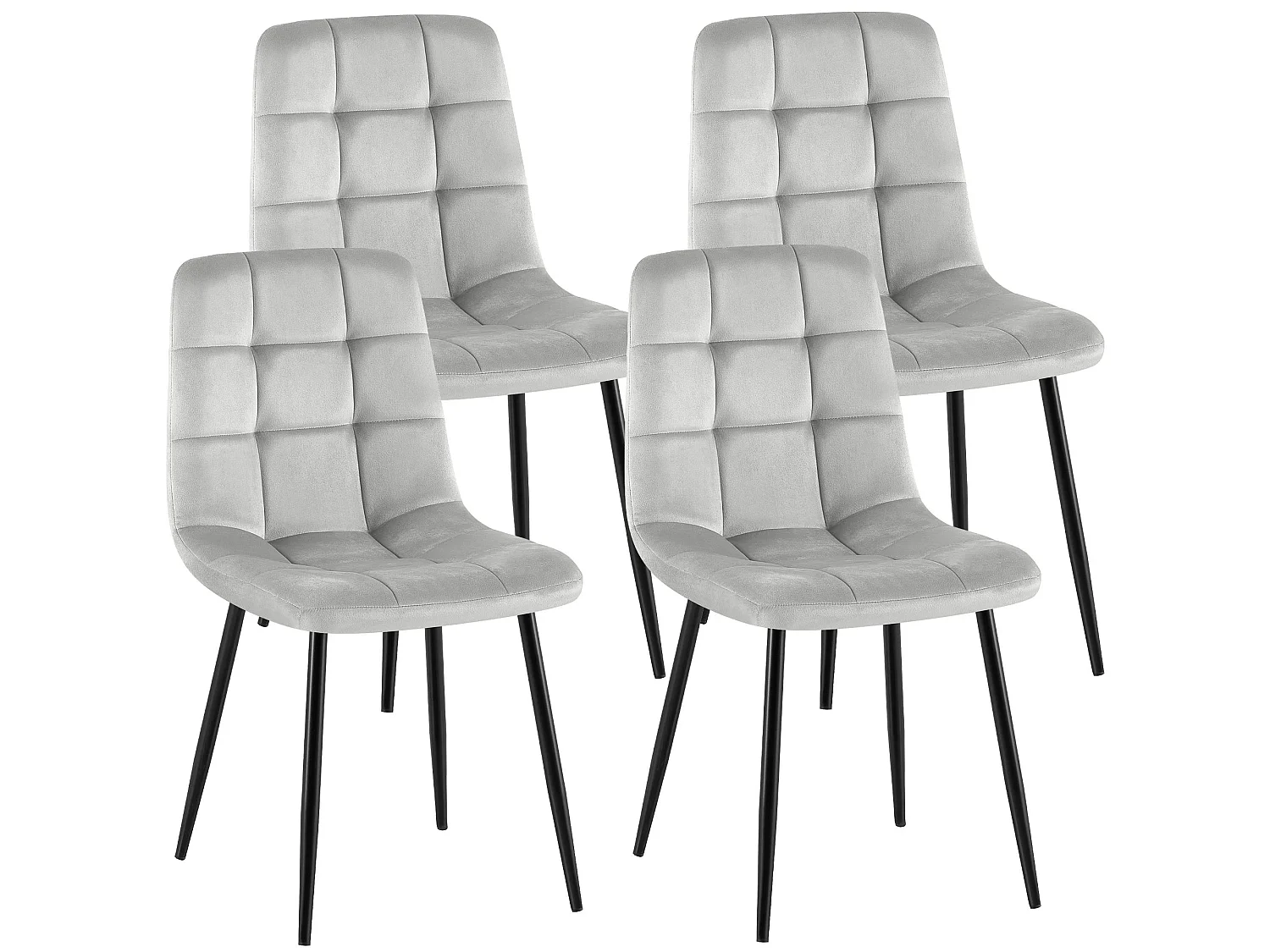 Lot de 4  chaise salle à manger - Velours - Gris - Antibes