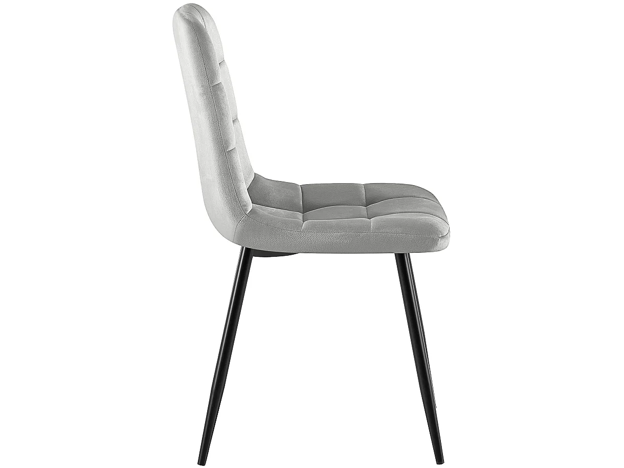 Lot de 4  chaise salle à manger - Velours - Gris - Antibes