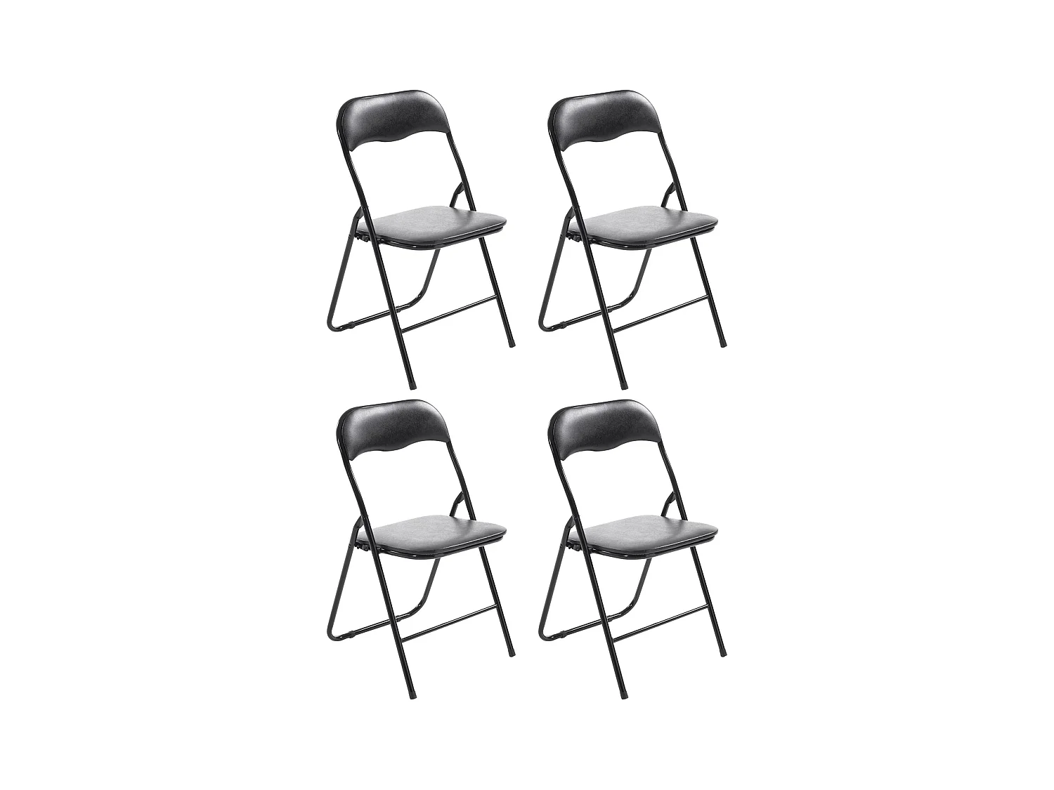 Lot de 4  Chaise de conférence - Similicuir (PVC) - Noir / Noir - Felix