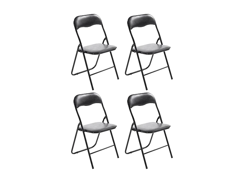 Lot de 4  Chaise de conférence - Similicuir (PVC) - Noir / Noir - Felix