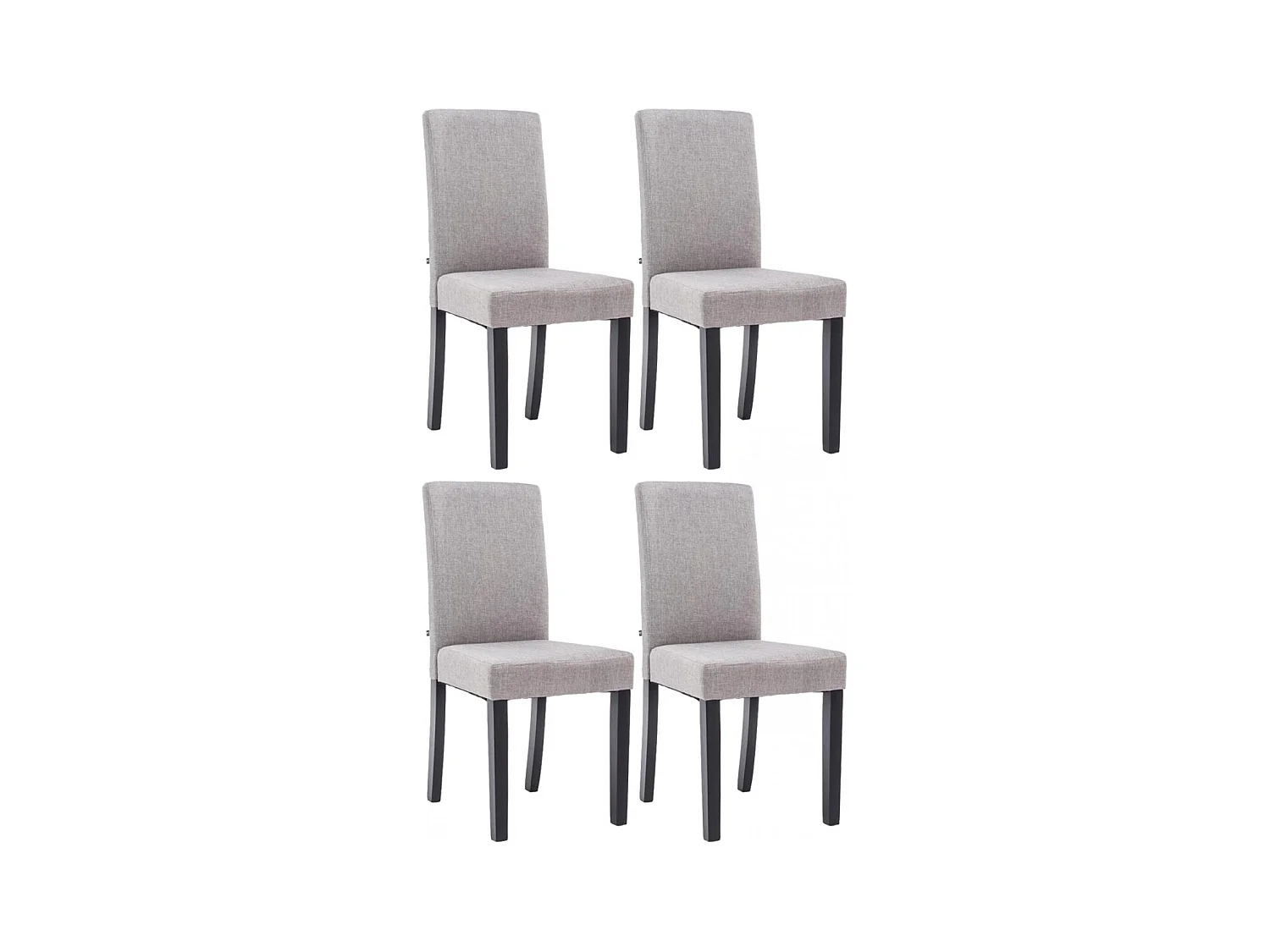 Lot de 4  chaise salle à manger - Tissu & Noir - Gris clair - Ina