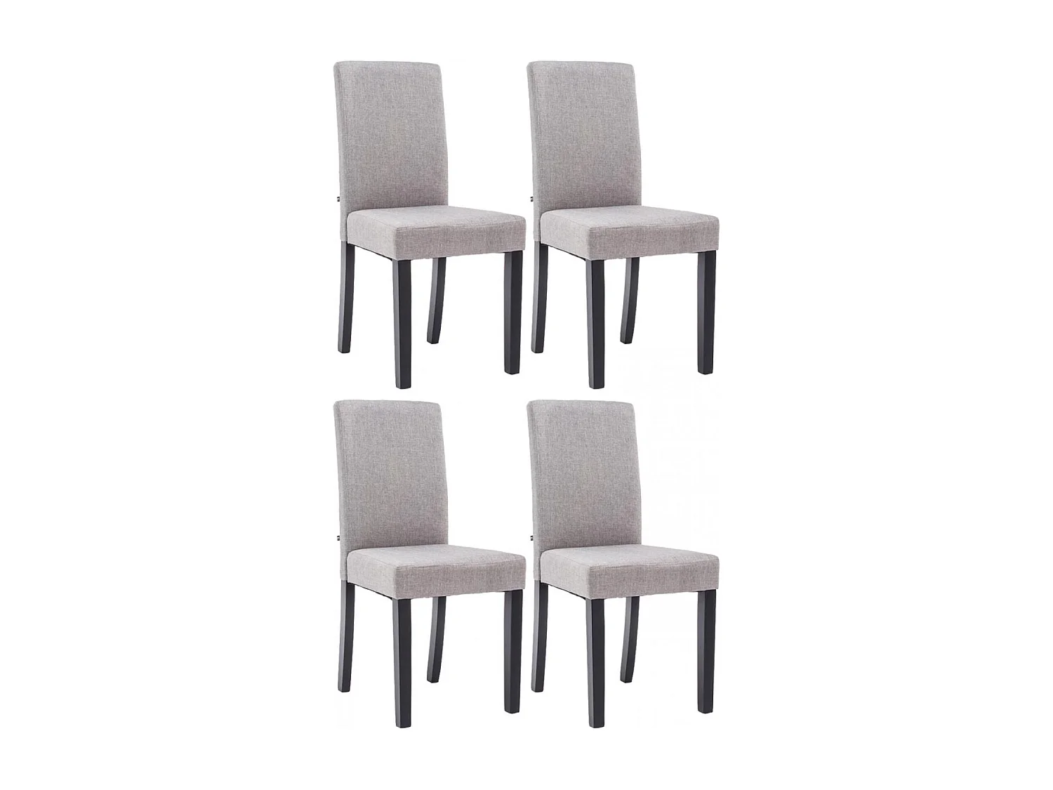 Lot de 4  chaise salle à manger - Tissu & Noir - Gris clair - Ina