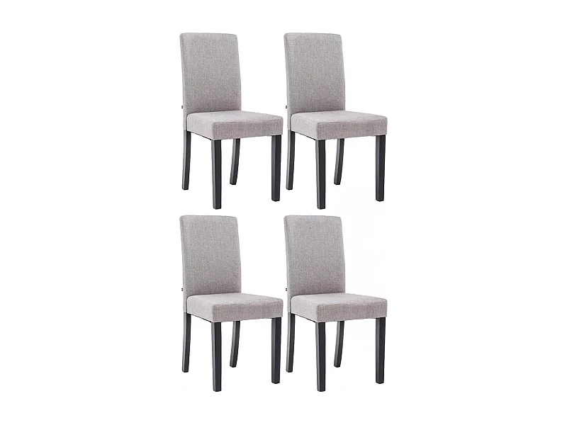 Lot de 4  chaise salle à manger - Tissu & Noir - Gris clair - Ina