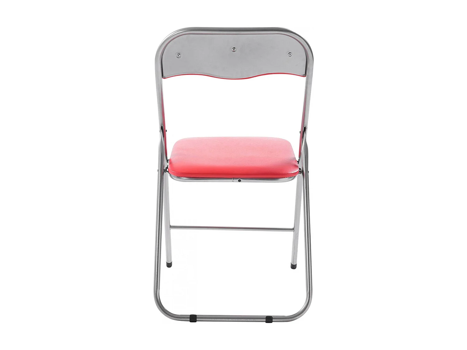 Lot de 4  Chaise de conférence - Similicuir (PVC) - Rouge / Argent - Felix