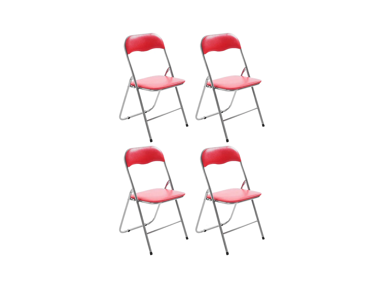 Lot de 4  Chaise de conférence - Similicuir (PVC) - Rouge / Argent - Felix