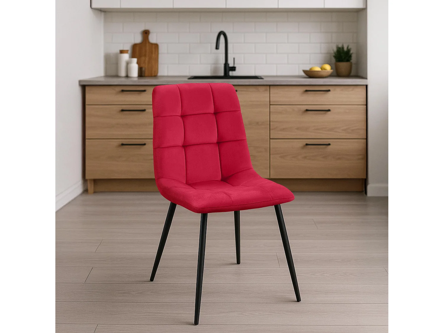 chaise salle à manger - Velours - Rouge - Antibes