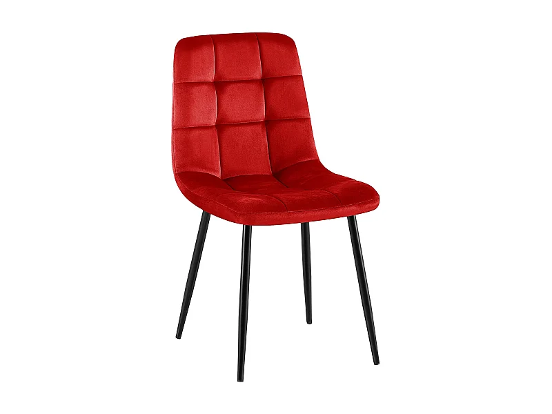 chaise salle à manger - Velours & Noir - Rouge - Antibes