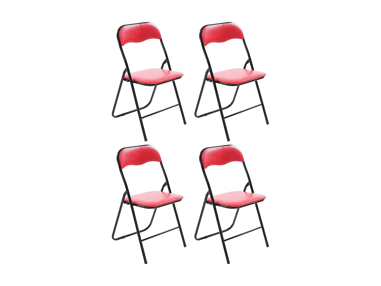 Lot de 4  Chaise de conférence - Similicuir (PVC) - Rouge / Noir - Felix