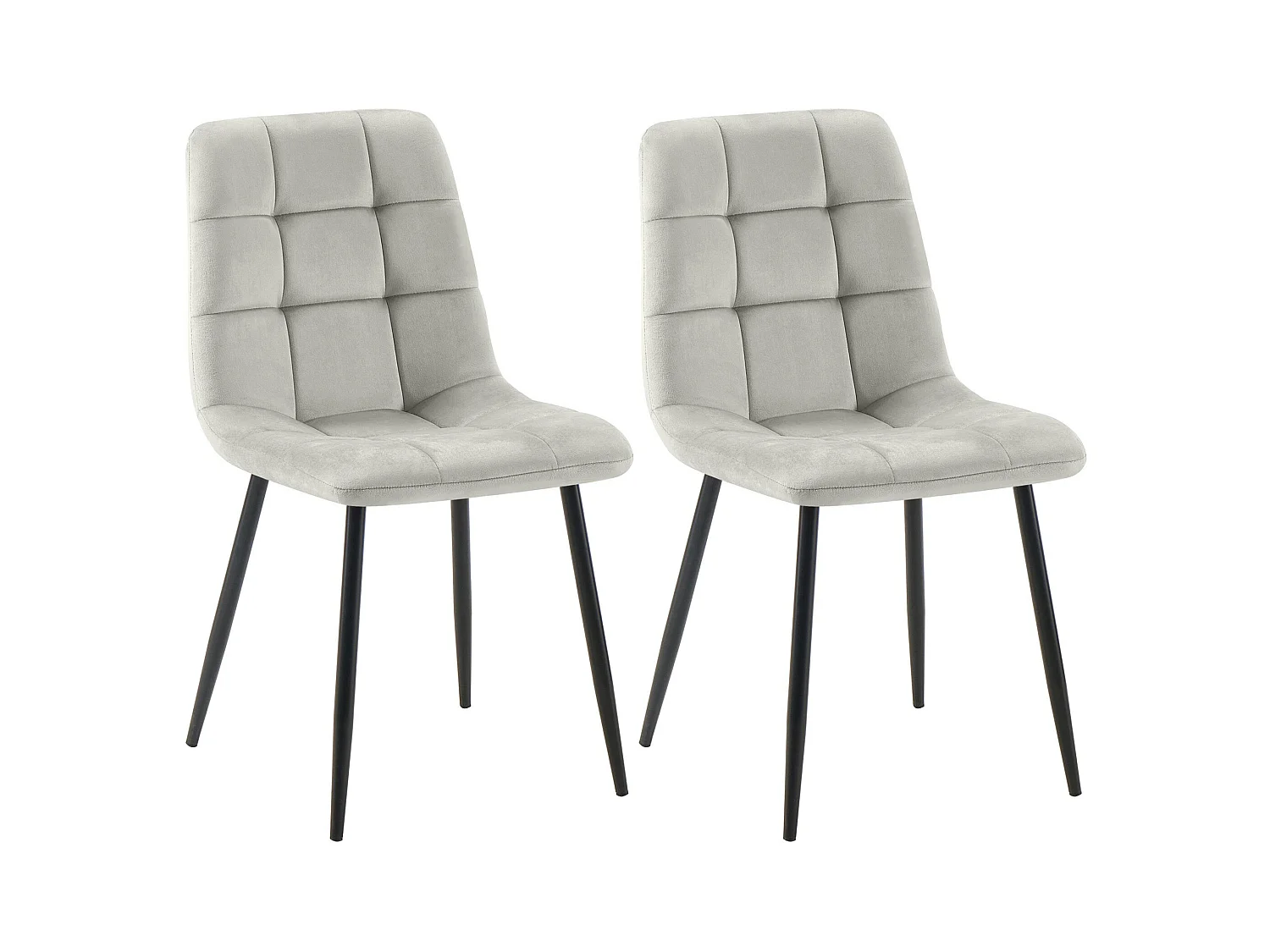 Lot de 2  chaise salle à manger - Velours - Gris - Tilde