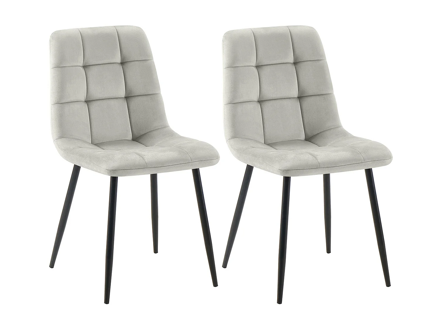 Lot de 2  chaise salle à manger - Velours - Gris - Tilde