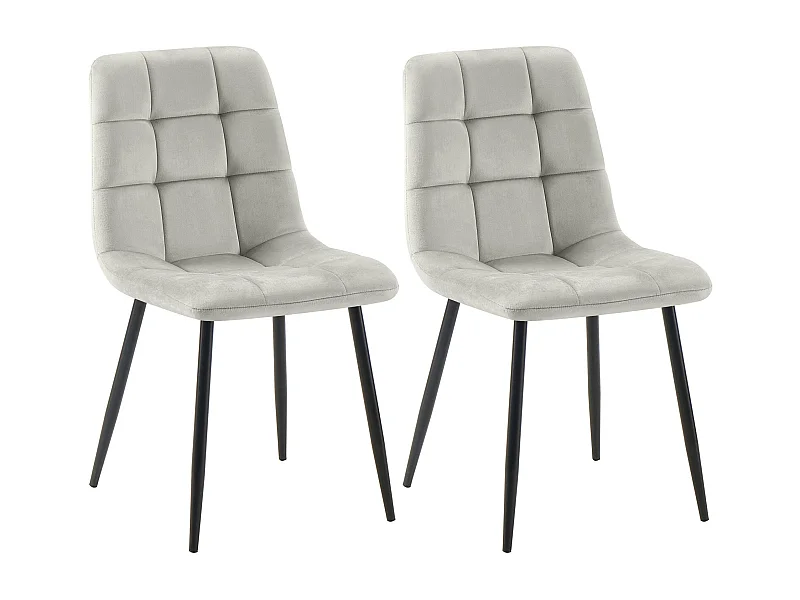 Lot de 2  chaise salle à manger - Velours - Gris - Tilde