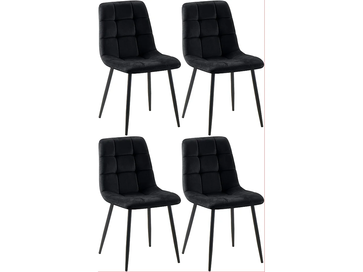 Set van 4  Eetkamerstoelen - Fluweel - zwart - Antibes