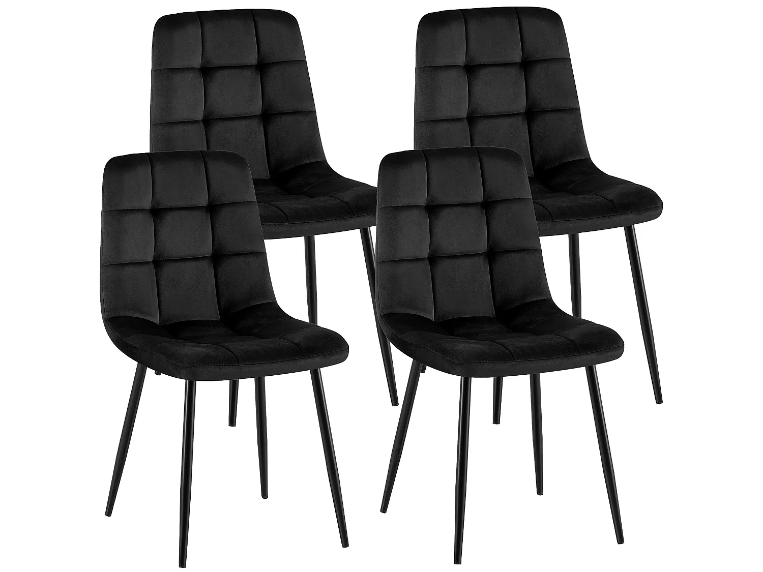 Set van 4  Eetkamerstoelen - Fluweel - zwart - Antibes
