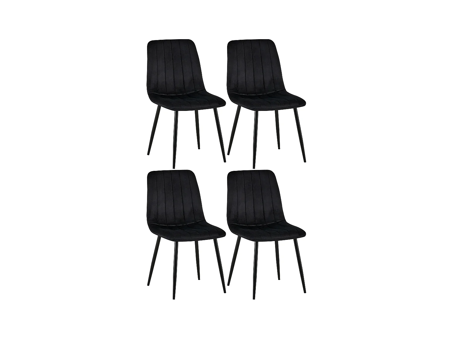 Lot de 4  chaise salle à manger - Velours - Noir - Dijon