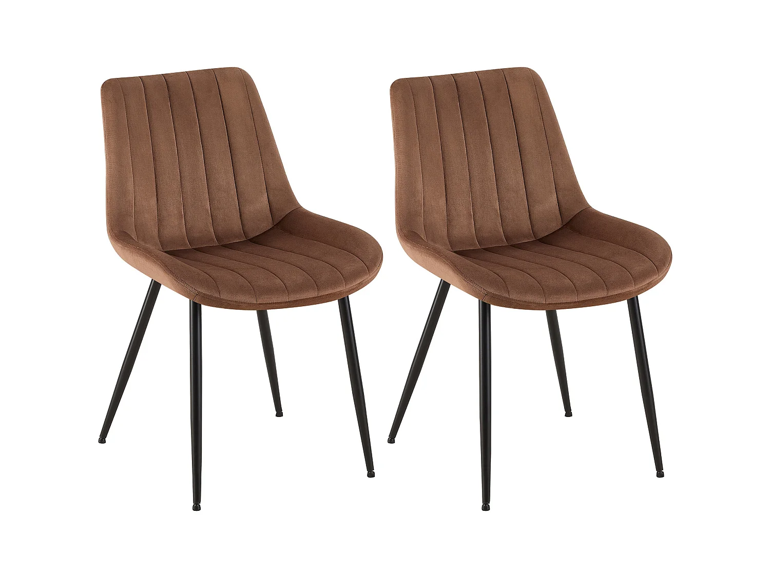 Lot de 2  chaise salle à manger - Velours & Noir - Marron - Rahden