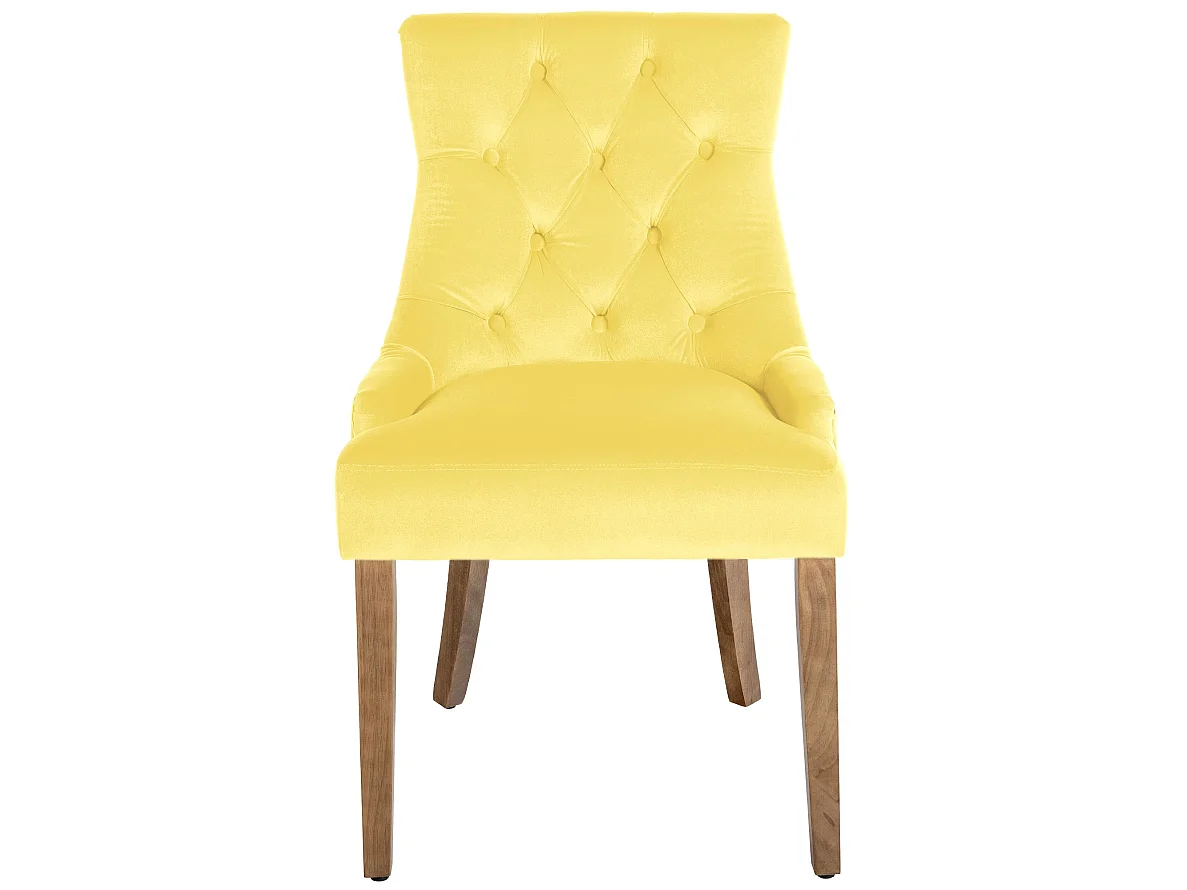 Lot de 4  chaise salle à manger - Velours & Antique clair - Jaune - Aberdeen