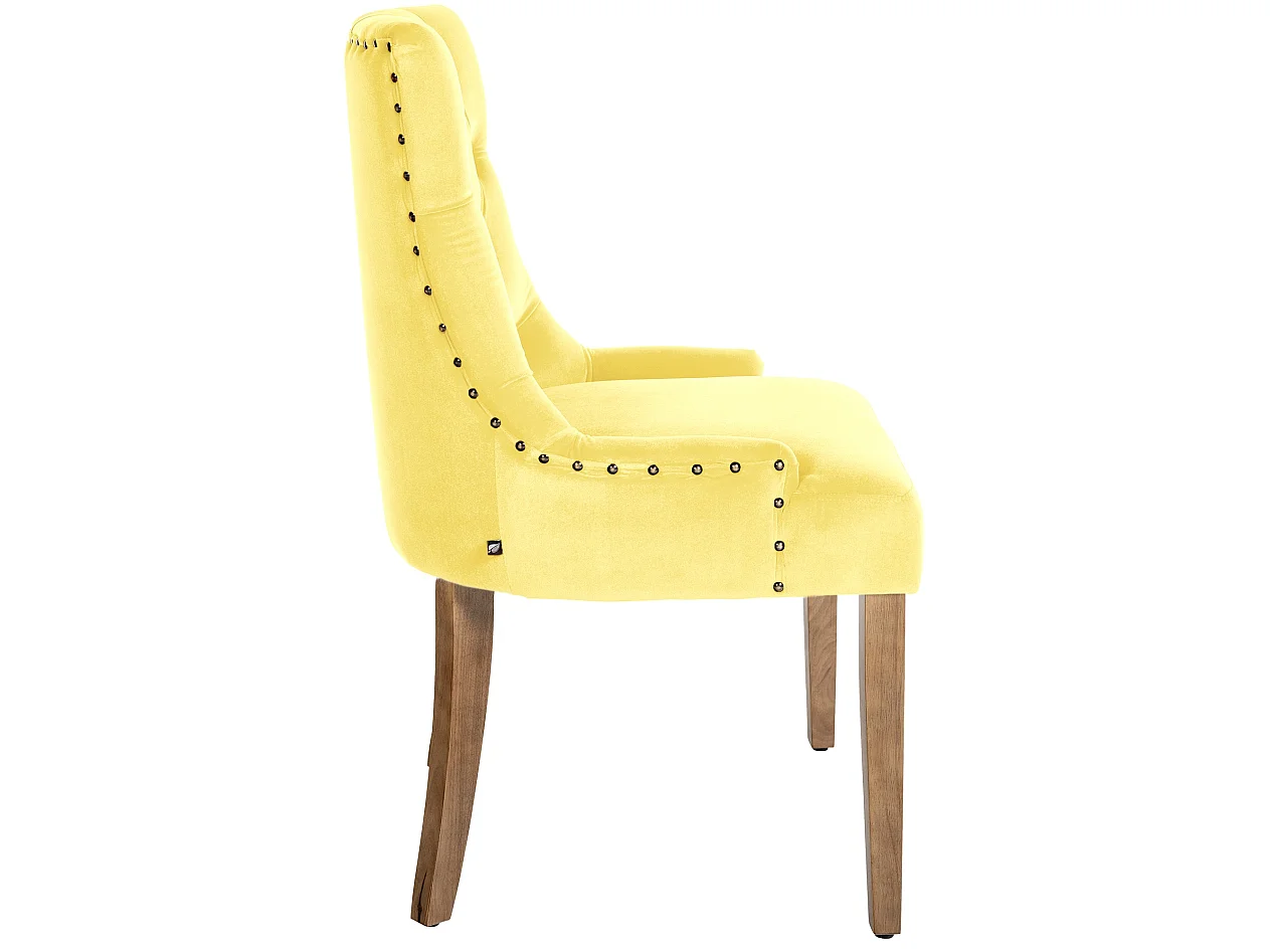 Lot de 4  chaise salle à manger - Velours & Antique clair - Jaune - Aberdeen