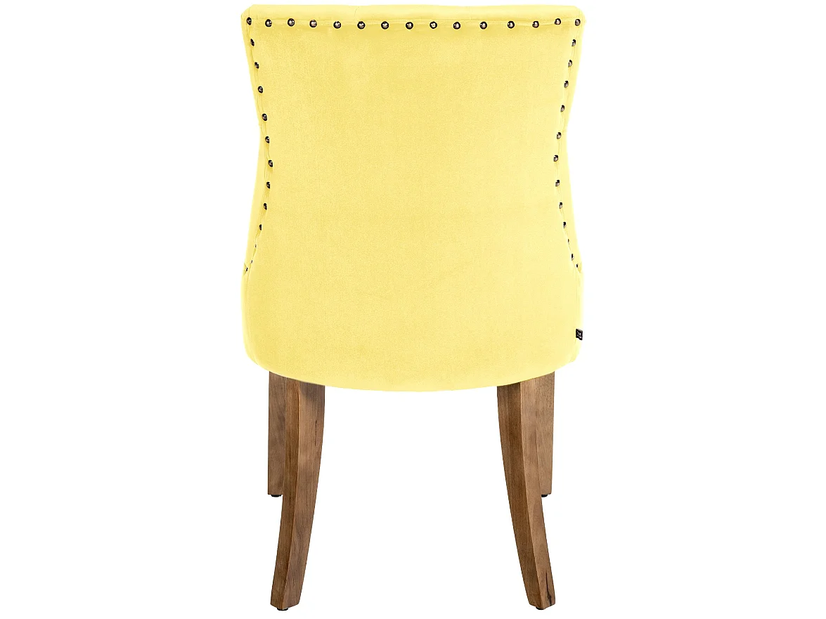 Lot de 4  chaise salle à manger - Velours & Antique clair - Jaune - Aberdeen