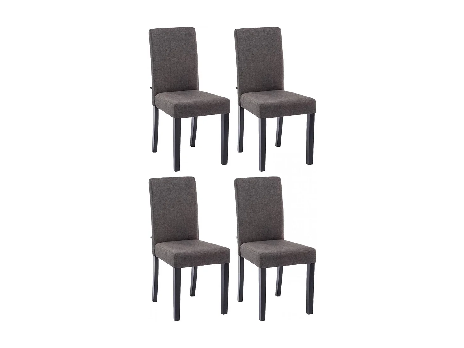 Lot de 4  chaise salle à manger - Tissu & Noir - Gris foncé - Ina