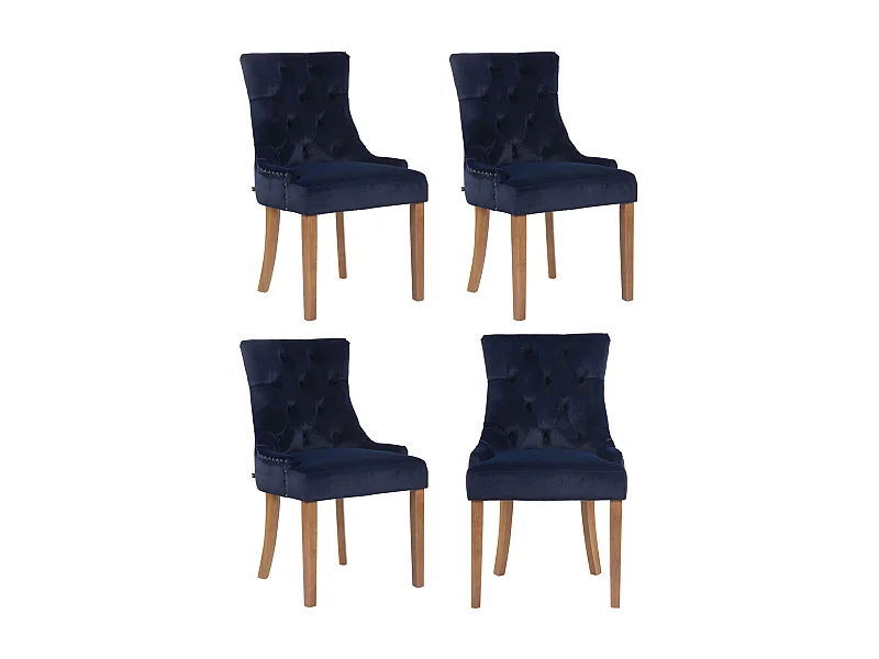4er Set Esszimmerstuhl - Samt & antik-hell - blau - Aberdeen