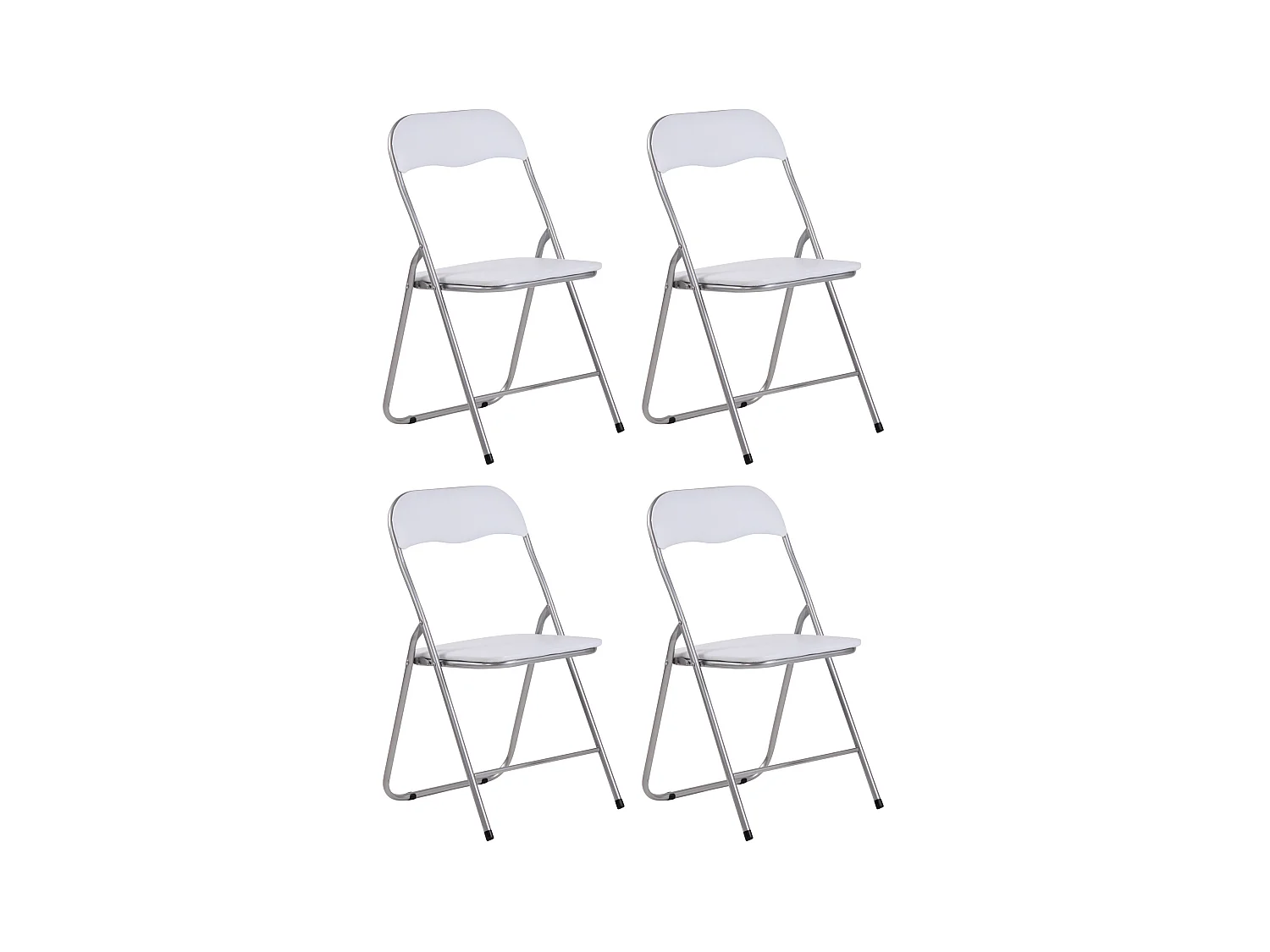 Lot de 4  Chaise de conférence - Similicuir (PVC) - Blanc / Argent - Felix