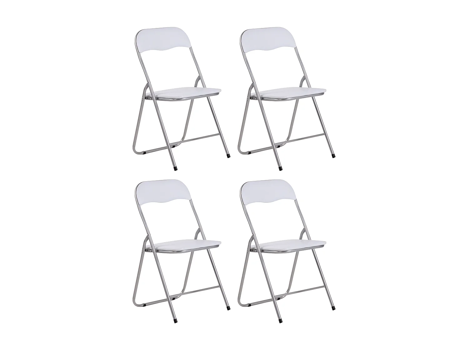 Lot de 4  Chaise de conférence - Similicuir (PVC) - Blanc / Argent - Felix