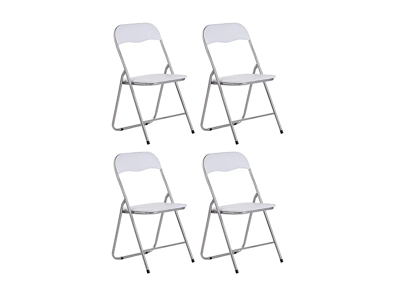 Set van 4  Conferentiestoelen - Kunstleer (PVC) - wit/zilver - Felix