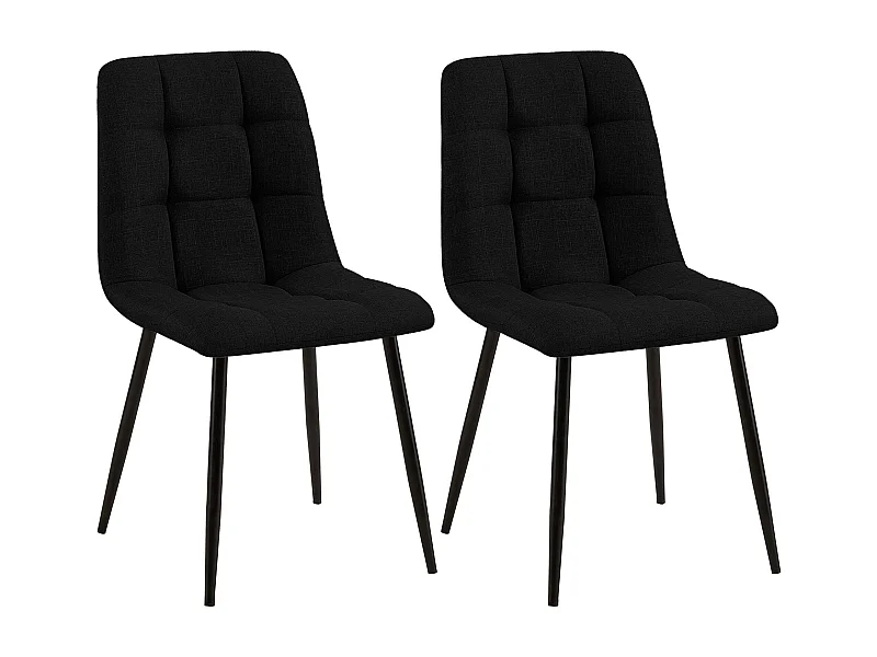 Lot de 2  chaise salle à manger - Tissu - Noir - Tilde