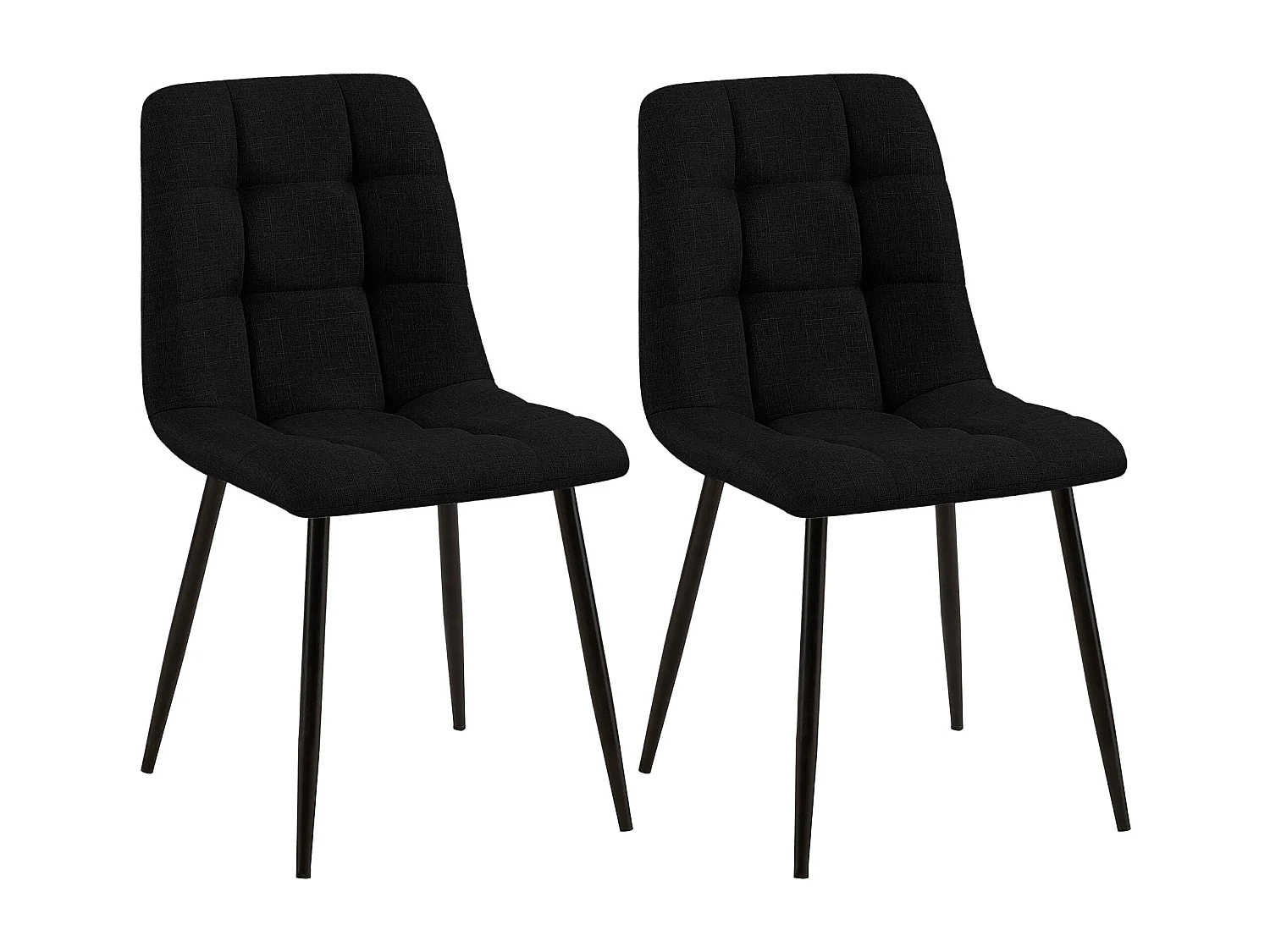 Lot de 2  chaise salle à manger - Tissu - Noir - Tilde