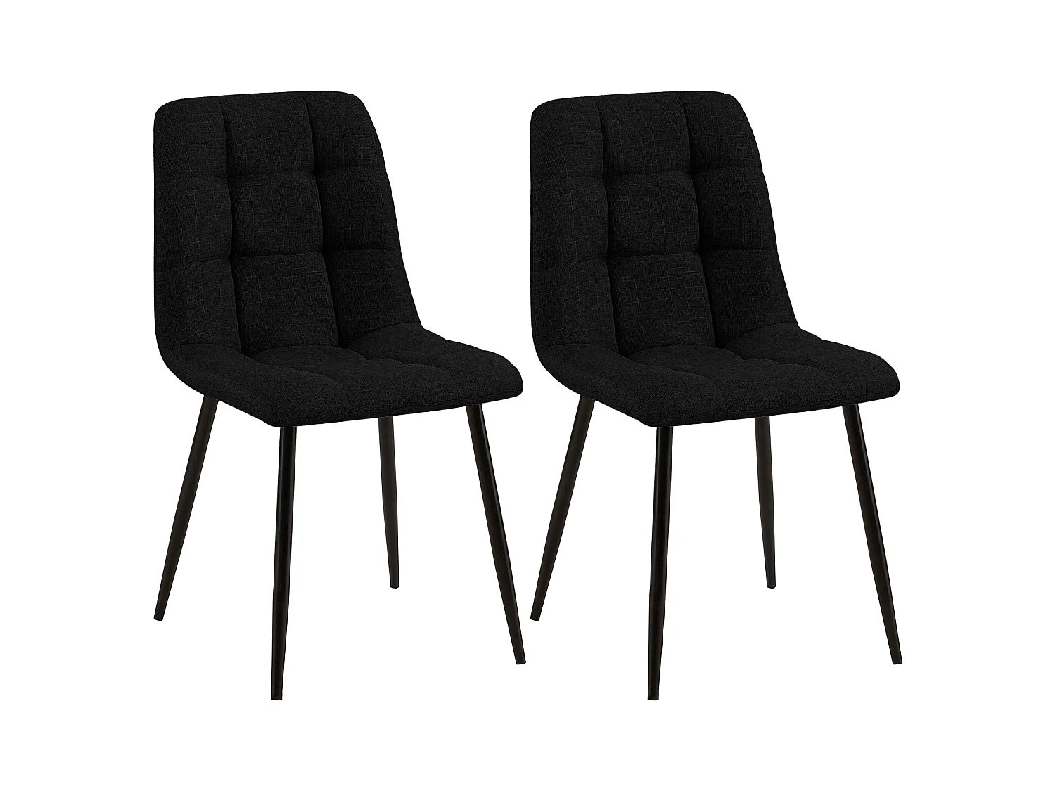 Lot de 2  chaise salle à manger - Tissu - Noir - Tilde